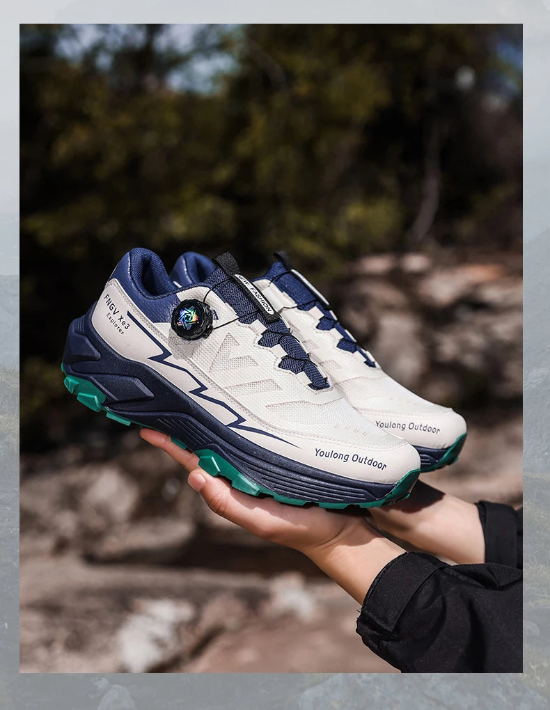 Sneakers til mænd, casual udendørssko, skridsikre, stødabsorberende og alsidige offroad-vandresko med komfortabel, blød sål til løb for mænd