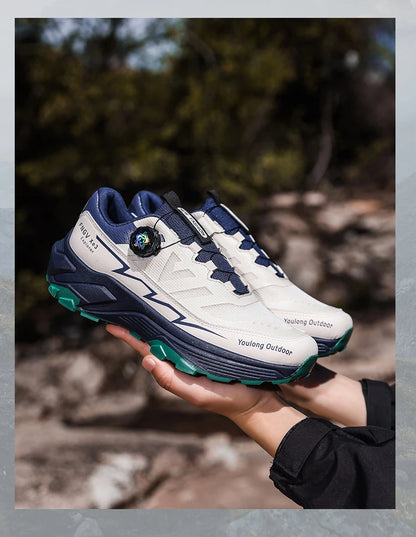 Sneakers til mænd, casual udendørssko, skridsikre, stødabsorberende og alsidige offroad-vandresko med komfortabel, blød sål til løb for mænd