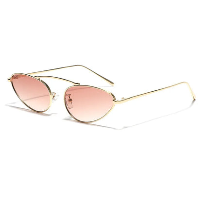 Luxury Brand Cat Eye Sunglasses Women 2025 Fashion Unique Small Oval Sun Glasses Trendy Metal Frame Cool Triangle Eyewear UV400