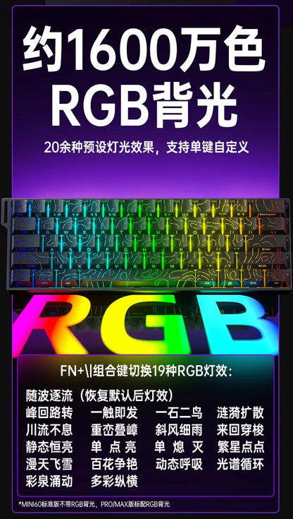 AULA Mini60 HE Magnetic Switch Keyboard RGB Tri Mode Wireless Mechanical Keyboard 8000Hz 0.01mm RT Gaming Keyboard Gamer Gifts