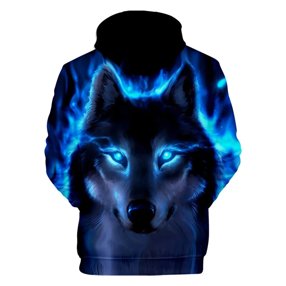 Cool Space Galaxy Wolf Hoodie Hoodies Men Bright Wolf Fashion Handsome Wolf Hoddies Spring Autumn Pullovers Sweatshirts Sweat