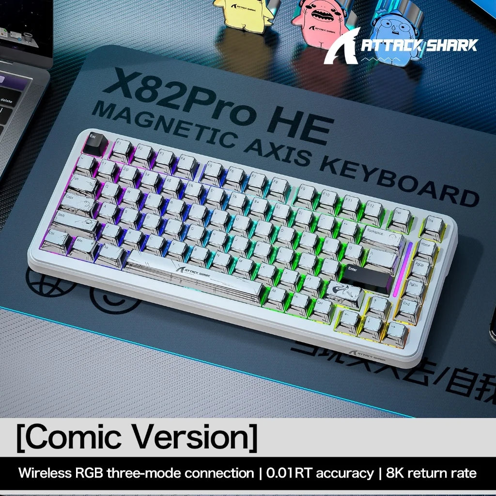 ATTACK SHARK X82Pro HE Wireless Magnetic Axis Gaming Keyboard 8KHz Rate 0.01mm RT Precision 5000mAh Tri Mode RGB 82 Keys PBT