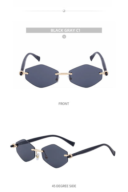 Rimless Polygon Sunglasses Women 2026 Luxury Brand Fashion Retro Sun Glasses Punk Hexagon Eyewear For Lady UV400 Outdoor Shades