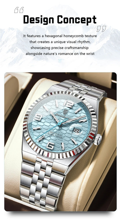 POEDAGAR High Quality Original Men Clock Waterproof Luminous Date Luxury Man Watch Stainless Steel Quartz Men's Watches Male+Box