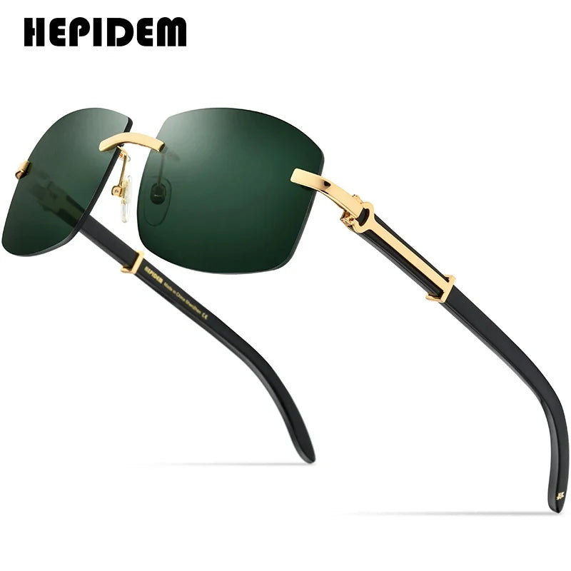 HEPIDEM Buffalo Horn Glasses Men Famous Brand Design Rimless Sunglasses Women Luxury Eyewear Horn-Rim Frameless Buffs Eyeglasses