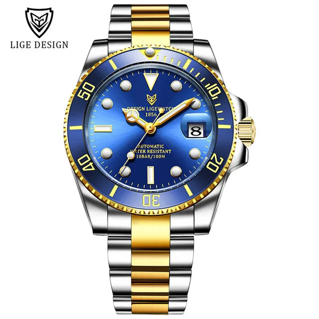 LIGE New Fashion Men's Mechanical Wristwatches Business Watch Men Waterproof Sport Automatic Watch For Men Relogios Masculino