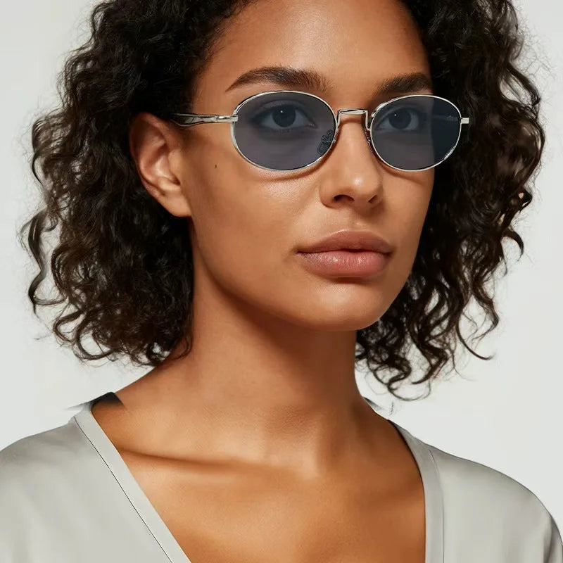 Metal Oval Lens Sunglasses UV Protection Retro Small Frame Sun Glasses Classic Brand Designer Eyepiece for Women Men