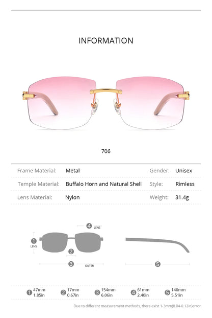 HEPIDEM Buffalo Horn Glasses Men Famous Brand Design Rimless Sunglasses Women Luxury Eyewear Horn-Rim Frameless Buffs Eyeglasses