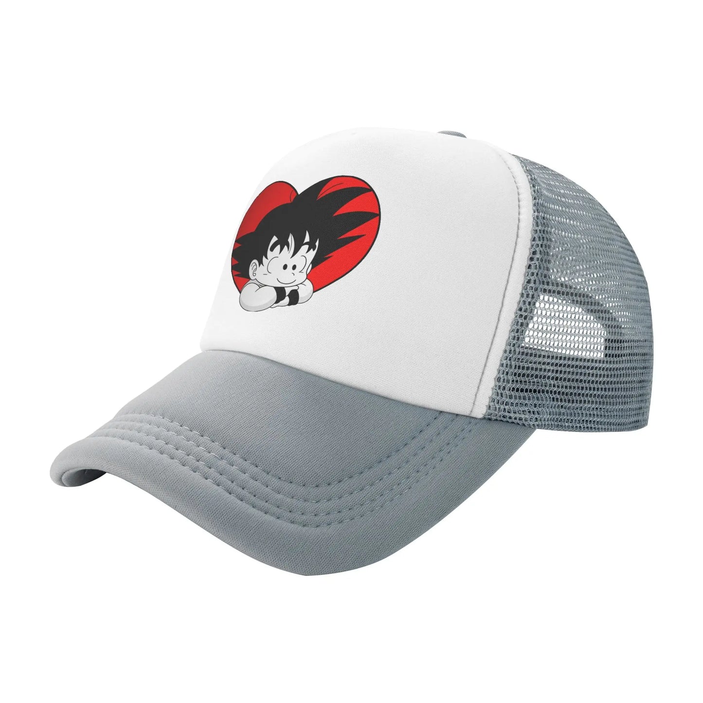 Dragon Ball DBZ Goku Mesh Baseball Cap Adult Vintage Trucker Cap Red Heart Hats Adjustable Polyester Dad Hat Spring Trucker Caps