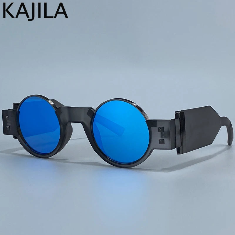 Y2K Punk Gothic Round Sunglasses Men 2026 Luxury Brand Steampunk Wide Temple Thick Frame Sun Glasses For Male Retro Cool Shades