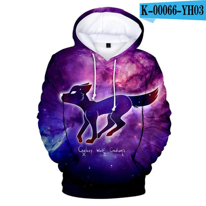 Cool Space Galaxy Wolf Hoodie Hoodies Men Bright Wolf Fashion Handsome Wolf Hoddies Spring Autumn Pullovers Sweatshirts Sweat