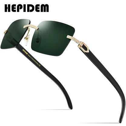 HEPIDEM Buffalo Horn Glasses Men Famous Brand Design Rimless Sunglasses Women Luxury Eyewear Horn-Rim Frameless Buffs Eyeglasses