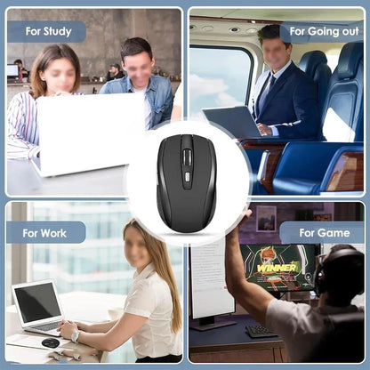 Wireless Silent Mouse 2.4G Portable Mobile Optical Office Mouse Adjustable 1600 DPI Levels for Notebook PC Laptops MacBook