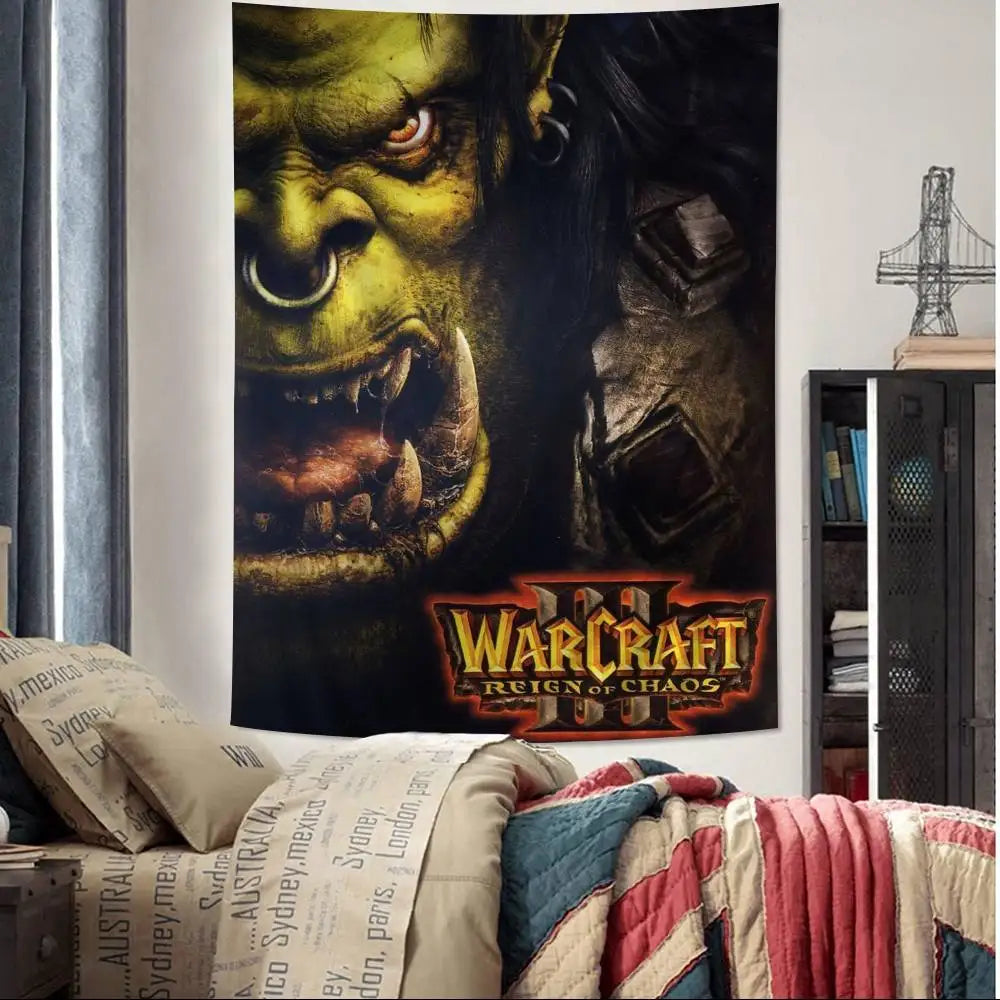 Priljubljena igra World of Warcraft, velika stenska tapiserija s potiskom, poceni hipijevska stenska dekoracija, boemske stenske tapiserije, mandala, dekoracija za dom