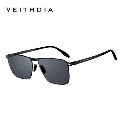 VEITHDIA Brand Men's Sunglasses Square Stainless Steel High-Definition Nylon Lenses Polarized Glasses With UV400 Protection 8210