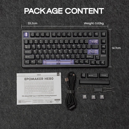 EPOMAKER HE80 75% Layout QWERTY US Tastiera meccanica magnetica cablata Hot-Swap Creamy Gasket con effetto Hall, DKS SOCD per PC/Mac