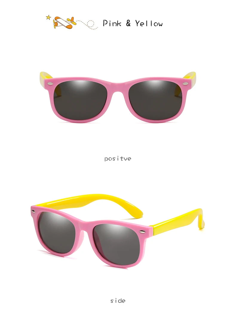 Polarized Kids Sunglasses TR90 Silicone Gel Frame Classic Square Children Sun Glasses Girls Boys Multi Color Baby Goggles UV400
