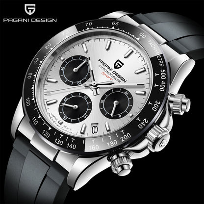 PAGANI DESIGN 1664 Luxury Automatic Mechanical Men's Watch VK63 movement AR Sapphire Crystal Rubber 100m Waterproof Men's Watch
