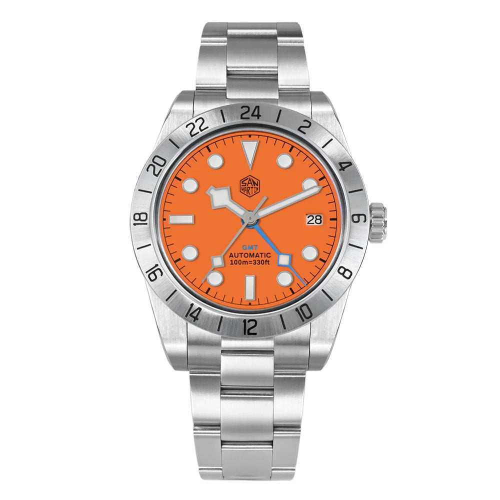 San Martin New 39mm NH34 BB GMT Automatic Mechanical Watch Sport Watch Sapphire Luminous Waterproof 100m for Men Relogio SN0054