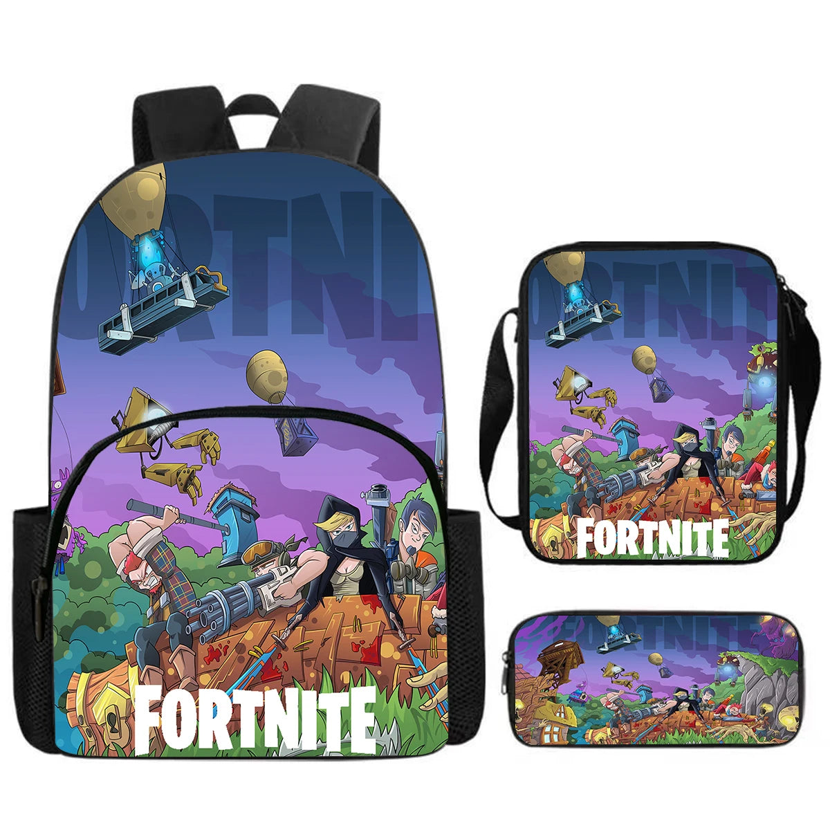 Fortnite 3Pcs Bag Set, Backpack with Front Pocket, Crossbody Bag and Pencil Case, Boys and Girls The Best Gift for Children