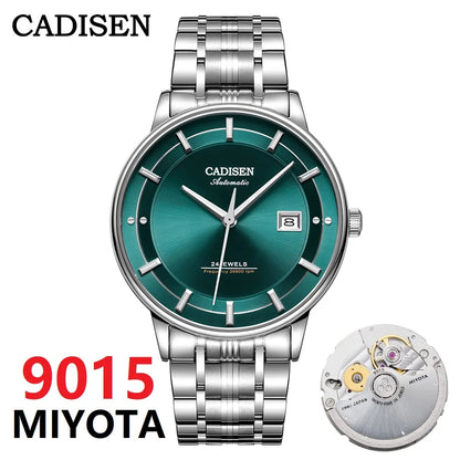 CADISEN Ultra-thin Mechanical Wriswatch Japan MIYOTA 9015 Top Brand Luxury Single-dome Sapphire Crystal  Automatic Watch Man