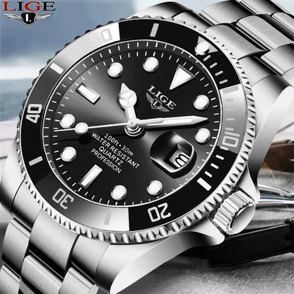 Orologio da uomo LIGE – Cronografo al quarzo, impermeabile, stile casual e professionale, accessorio di moda di lusso di un grande marchio.