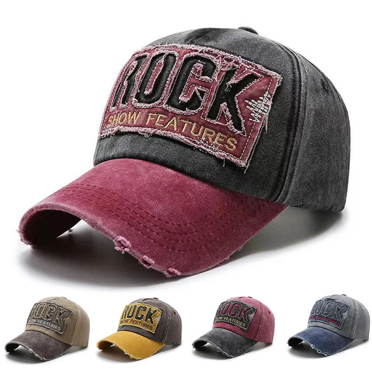 Висококачествена памучна бейзболна шапка с бродерия ROCK за мъже и жени, snapback шапка за спорт на открито и защита от слънце