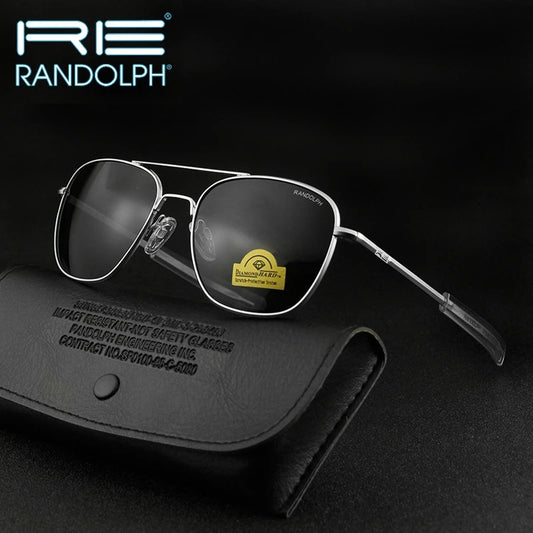 RE Sunglasses Man American Army Military Aviation Pilot Sun Glasses Glass Lens Woman Luxury Brand Vintage Metal Titanium Frame