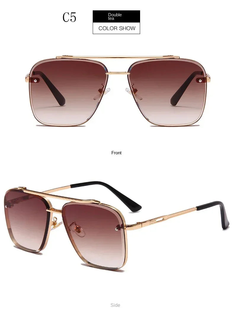 New Metal Square Gradient Sunglasses Fashionable Men Women Luxury Sunglasses Outdoor Sports Driving Fishing Goggles UV400
