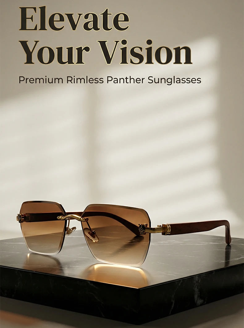 Square Rimless Photochromic Sunglasses Men Vintage Sun Glasses 2026 Luxury Designer Shades Male Cut Lenses Frameless Eyewear