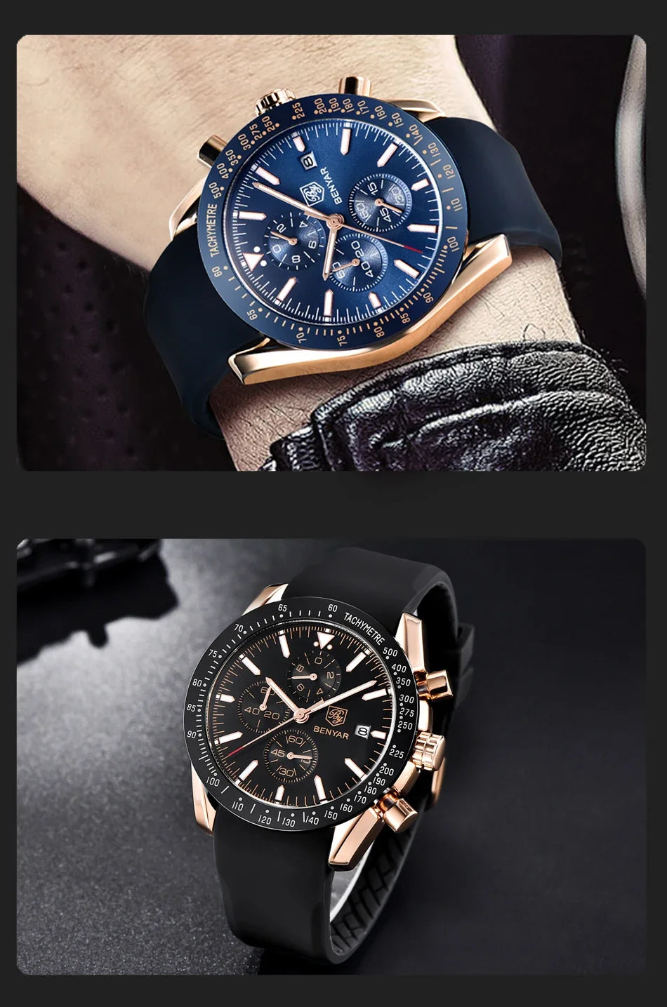 Men Watch BENYAR Top Brand Luxury Full Steel Business Quartz Watch Men Casual Waterproof Sports Watches Clock Relogio Masculino