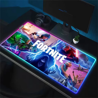 Game F-Fortnite Survival Battle Mouse Pad RGB LED Light Non-Slip Rubber Base Waterproof Office PC Home Desk-Mat USB Large Game