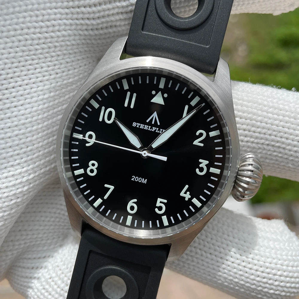 STEELFLIER Official SF743 Quartz Pilot VH31 Steel Strap Onion Crown 20Bar Waterproof Sapphire Crystal Luxury Dive Luminous Watch
