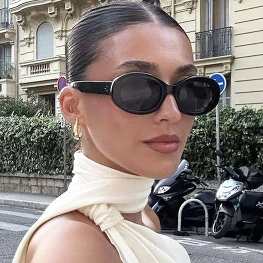 Round Luxury Oval Sunglasses Women Men Brand Designer Cute Black Sun Glasses Female Male Colors Mirror Oculos De Sol