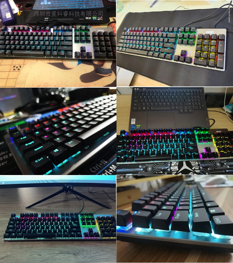 GK410 104 Keys Metal Panel Mechanical Keyboard RGB Light green black tea axis esports full non-impact game computer keyboard