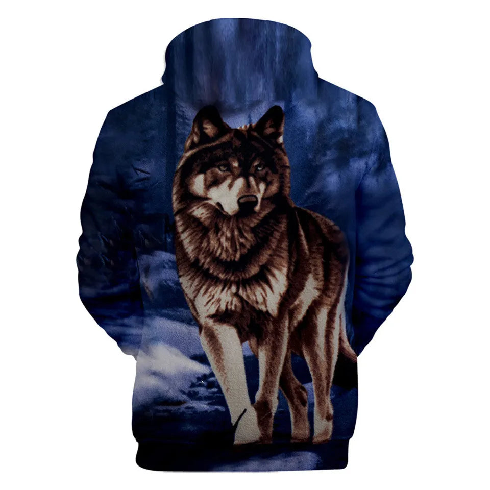 Cool Space Galaxy Wolf Hoodie Hoodies Men Bright Wolf Fashion Handsome Wolf Hoddies Spring Autumn Pullovers Sweatshirts Sweat
