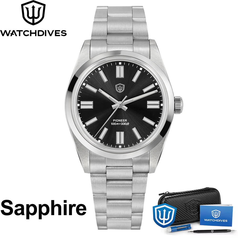 Watchdives WD1016 V3 Watch 37mm VH31 Sweep Quartz Movemet Stainless Steel Watch Waterproof Luminous Sapphire Men Wristwatch