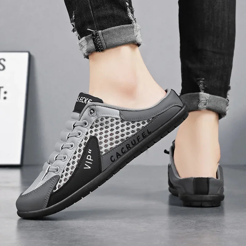 Chaussons mi-ouverts à semelle souple pour hommes, chaussures décontractées tendance d'été, baskets à semelle souple, Zapatos De Hombre, grande taille 48