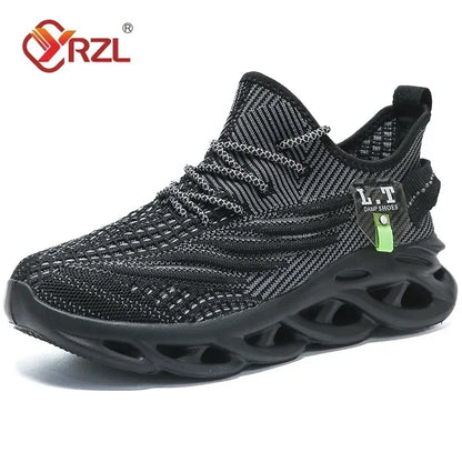 YRZL Men's Sport Shoes Breathable Lightweight Sneakers Outdoor Mesh Black Running Shoes Athletic Jogging Tennis Walking Shoes