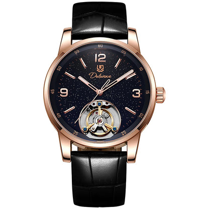 Férfi divatos sportos, automatikus, mechanikus, vízálló tourbillon karóra – prémium márkájú luxus karóra