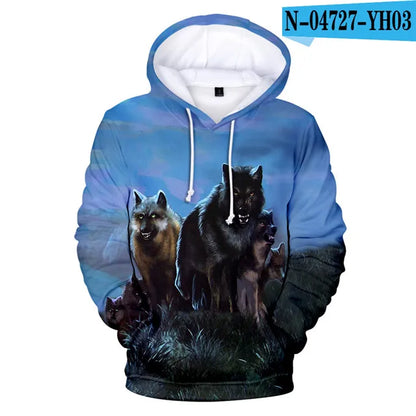 Cool Space Galaxy Wolf Hoodie Hoodies Men Bright Wolf Fashion Handsome Wolf Hoddies Spring Autumn Pullovers Sweatshirts Sweat