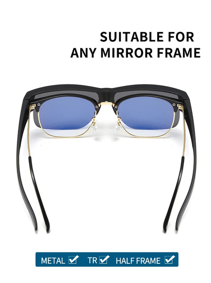 Men For Polarized Sunglasses Myopia Wear Over Prescription Glasses Photochromic Black Lens Half Frame Glasses Vintage Eyewear