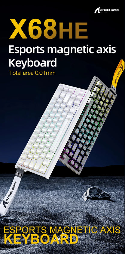 ATTACK SHARK X68HE Magnetic Keyboard Red Wired Mechanical for Pro Gaming 0.01mm Rapid Trigg 8000Hz SOCD/Rs 0.125ms 128K Rate