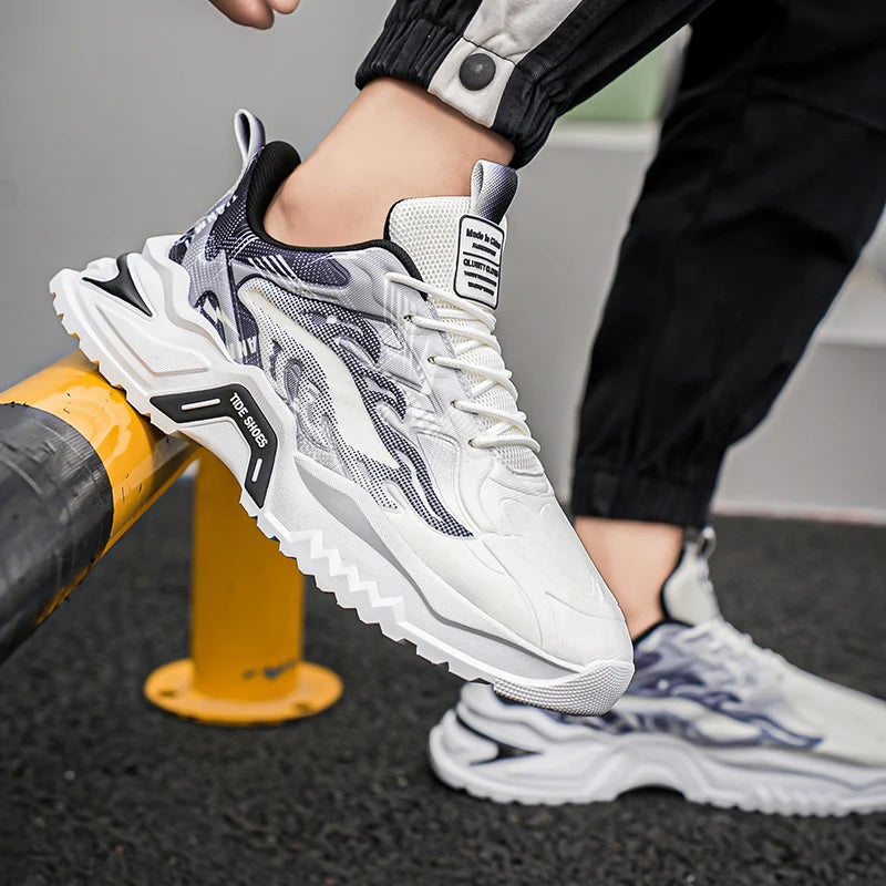 Men Sports Shoes Fashion Lace Up Versatile Non Slip Thick Soled Teenagers Daily Wear Comfortable Casual Running Shoes for Men