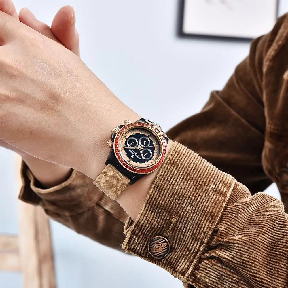 PAGANI DESIGN Luxury Men's Mechanical Watch 40mm Multifunctional timing watch Rainbow Bezel Sapphire Glass Men's Watches PD1732