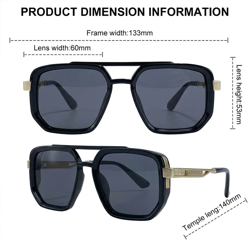Polarized Square Sunglasses Men 2026 Luxury Vintage Double Bridge Gradient Lens Driving Shades Retro Flat Top Sun Glasses Male