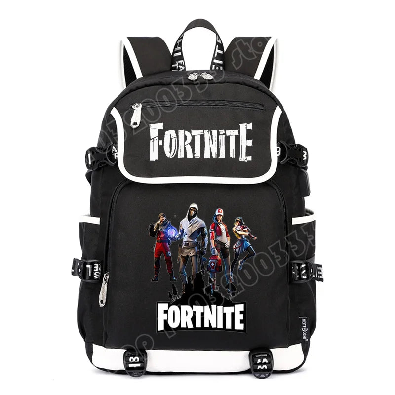 Fortnites Rucksack mit großem Fassungsvermögen, lässige Umhängetasche mit USB-Anschluss, Unisex-Anime-Schultasche für Schüler, neues stilvolles Schreibwaren-Geschenk