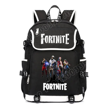 Fortnites Rucksack mit großem Fassungsvermögen, lässige Umhängetasche mit USB-Anschluss, Unisex-Anime-Schultasche für Schüler, neues stilvolles Schreibwaren-Geschenk