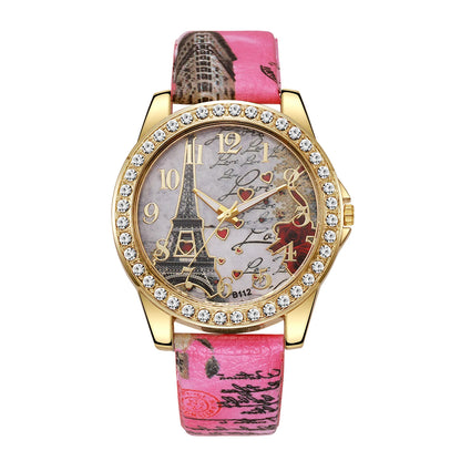 Fashion Flowers Women Watches Ladies Leather Strap Analog Quartz Watch Reloj Mujer Girls Clock Gift