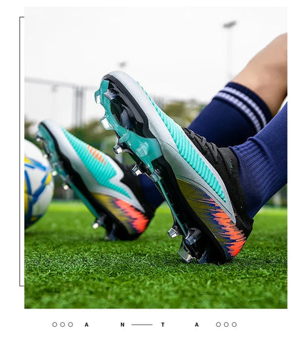 New Men Football Boots Shoes FG Soccer Shoes Non-Slip Cleats Ultralight Soccer Match Long Spikes Outdoor Training Drop Shipping